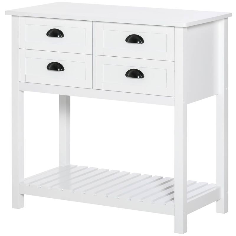 Modern Buffet Cabinet with 4 Drawers and Slatted Bottom Shelf for Kitchen, Living Room