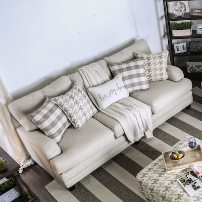 Zito Transitional Grey Linen Fabric Padded Sofa by Furniture of America