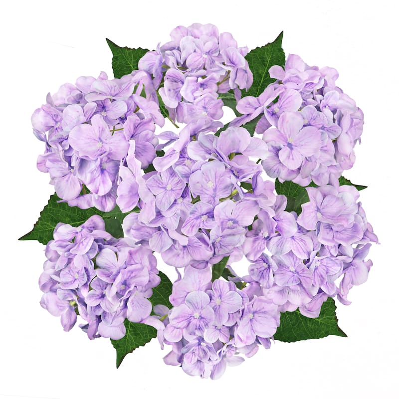 Set of 2 Deluxe Natural-Look Purple Artificial Hydrangea Flower Stem Bush Bouquet 20in - 20" L x 12" W x 12" DP