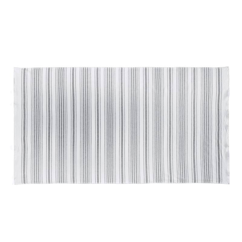 Stripe Gauze Hand Towel - White/Dark Grey