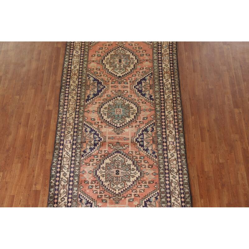 Geometric Ardebil Persian Vintage Area Rug Hand-knotted Wool Carpet - 4'9"x 10'0"