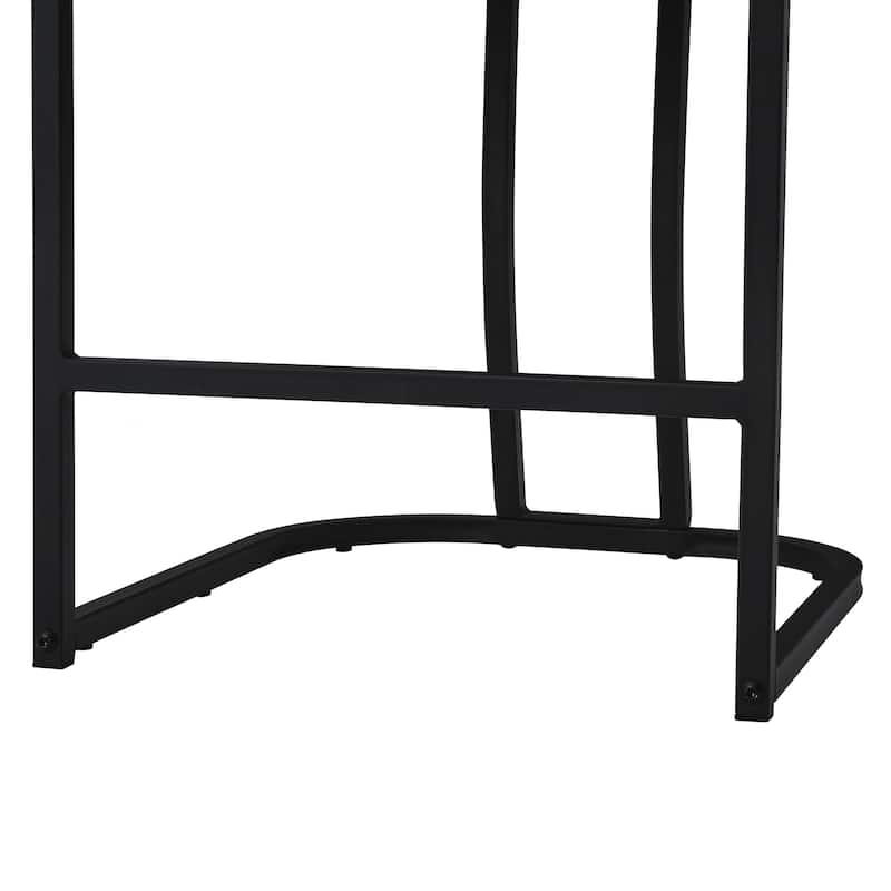 26" Modern Metal Barstools Set of 2 Upholstered Counter Height Bar stools with Back and 6" Thick Cushion for Kitchen Island
