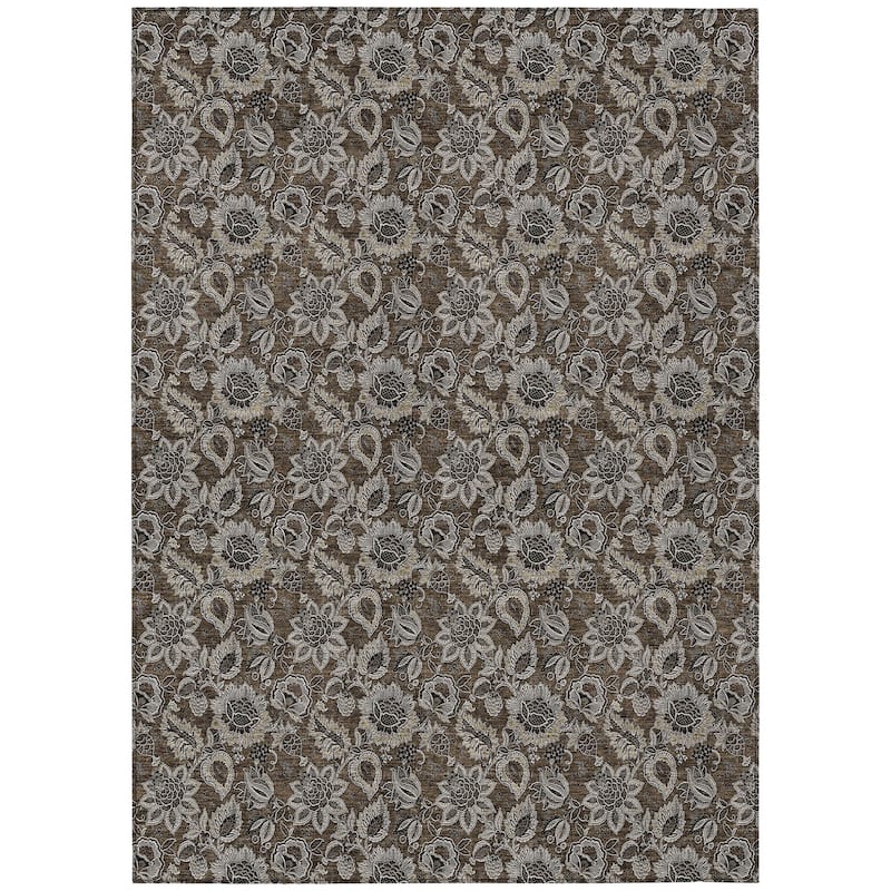 HomeRoots Floral Transitional Rectangle Outdoor Rug