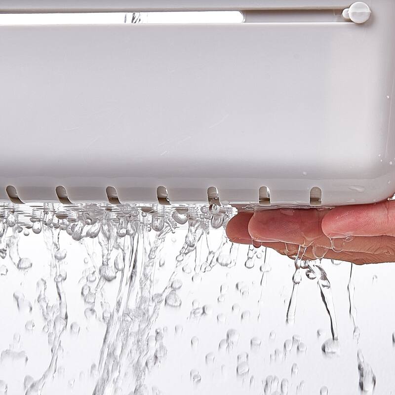 Javlergo Gray Collapsible Over the Sink Colander Adjustable Length PP Plastic Strainer Basket with Side Handles for Fruits