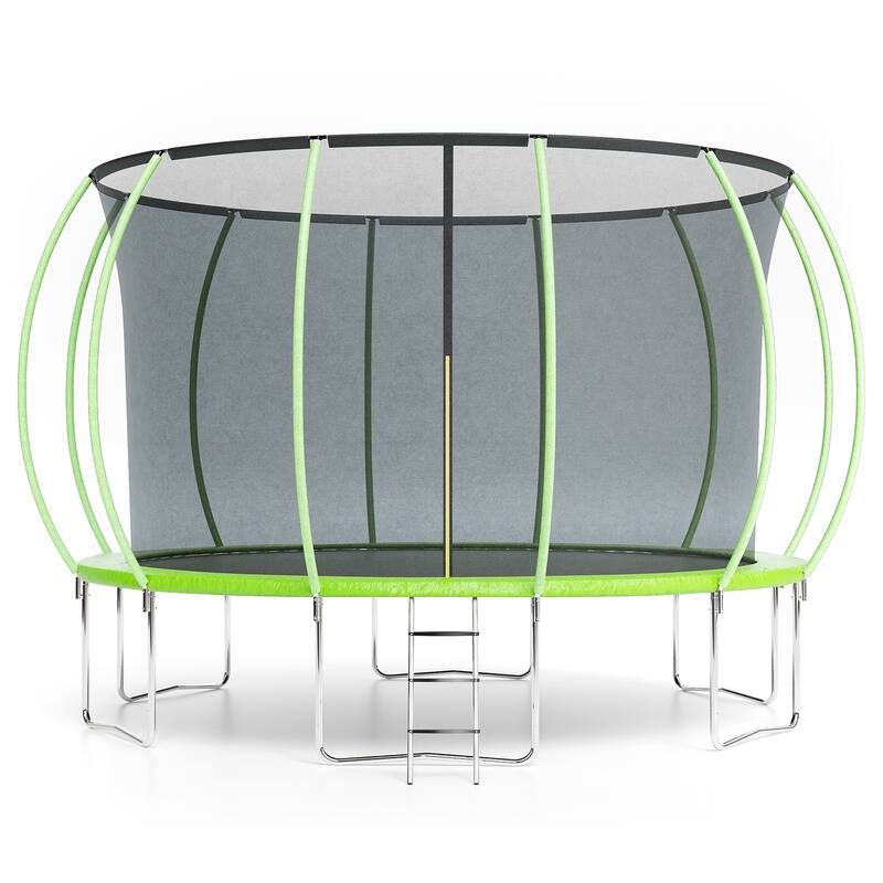 Trampolines for Kids Adults with Enclosure Ladder for Outdoor Jump - Green - 16FT
