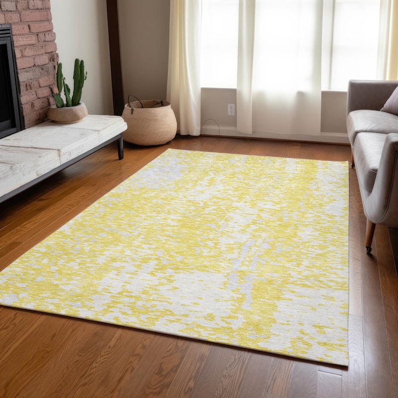 Machine Washable Indoor/ Outdoor Modern Abstract Chantille Rug