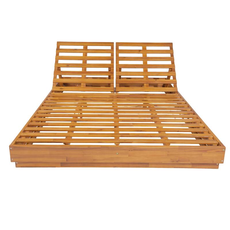 Christopher Knight Home - Modern Acacia Wood Outdoor Patio Sunlounge Set with Adjustable Backrests & Side Table