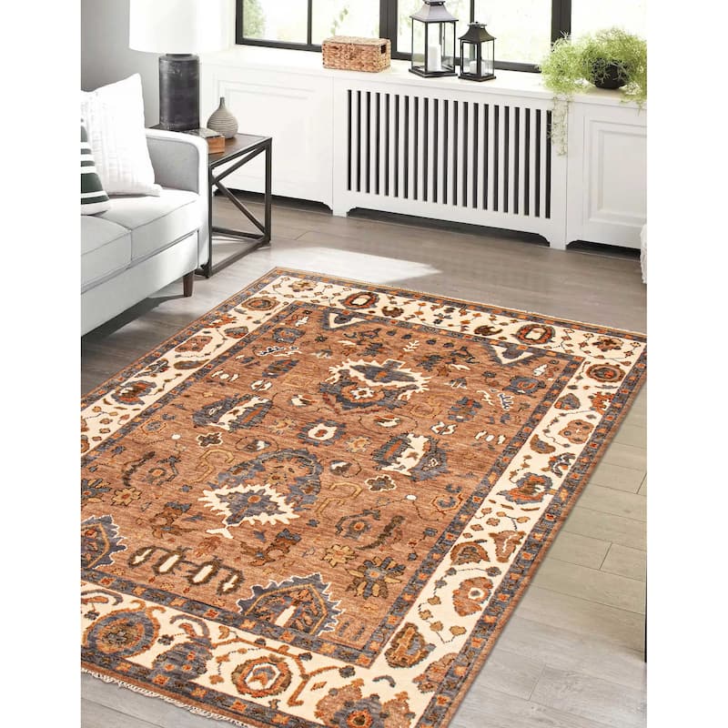 ECARPETGALLERY Hand-knotted Jules Serapi Brown Wool Rug - 8'10 x 12'0