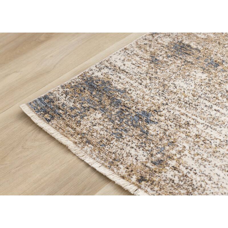 Olivia Collection - Distressed Blue Beige Area Rug