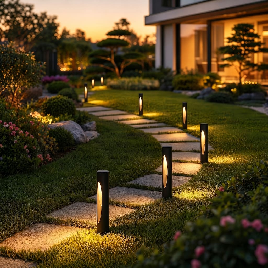 Black Gilt Aluminum Double-Side Low Voltage LED Pathway Light 6-Pack for Yard