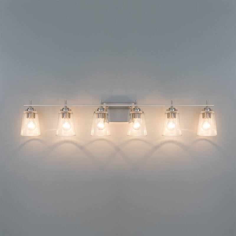 Kiro 6-light Modern Farmhouse Black Bathroom Vanity Lights with UL Certified - Brushed Nickel