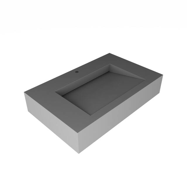 Pyramid Solid Surface Wall-Mounted Bathroom Sink