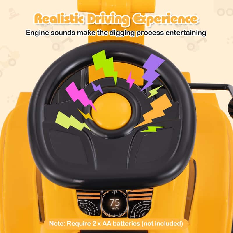 Gymax Ride on Toddler Car w/ Safety Helmet Ride on Excavator Car w/