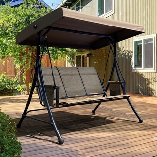 Abba patio 3 person outdoor metal gazebo padded porch swing hammock with adjustable tilt canopy 2025