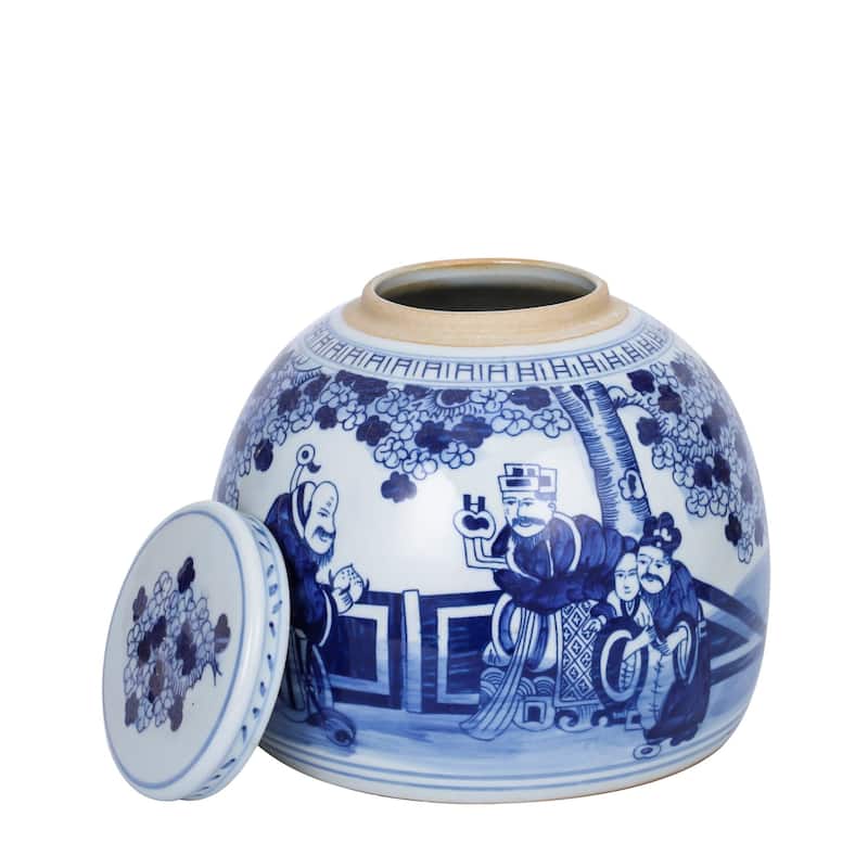 Blue And White Porcelain Ming Jar Three Wise Men