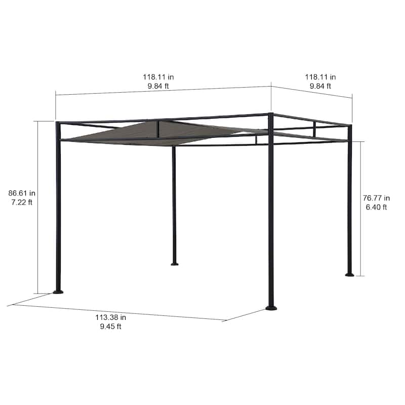 Sunjoy 10’ x 10’ Darkeford Metal Pergola with Sling Fabric Canopy