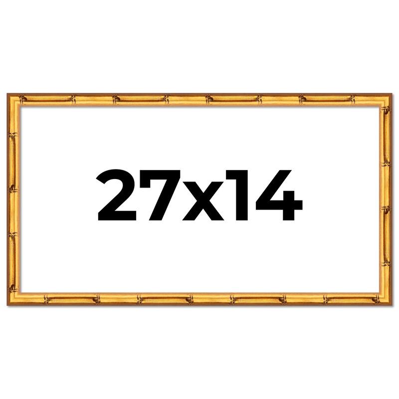 27x14 Frame Gold Bamboo Picture Frame Modern Photo Frame Includes UV Acrylic Shatter Guard Front Acid Free Foam Backing Board