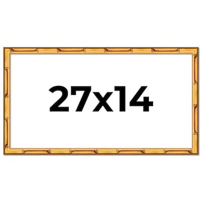 27x14 Frame Gold Bamboo Picture Frame Modern Photo Frame Includes UV Acrylic Shatter Guard Front Acid Free Foam Backing Board