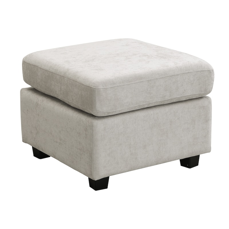 Chenille Sectional Couch Sofa Bed, U-Shaped Sofa with 2 Movable Ottoman and 3 USB Ports Free Combination for Living Room