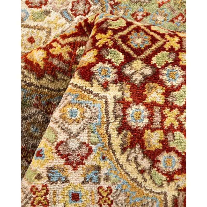 Overton Hand Knotted Wool Traditional Oriental Orange Area Rug - 6' x 9'