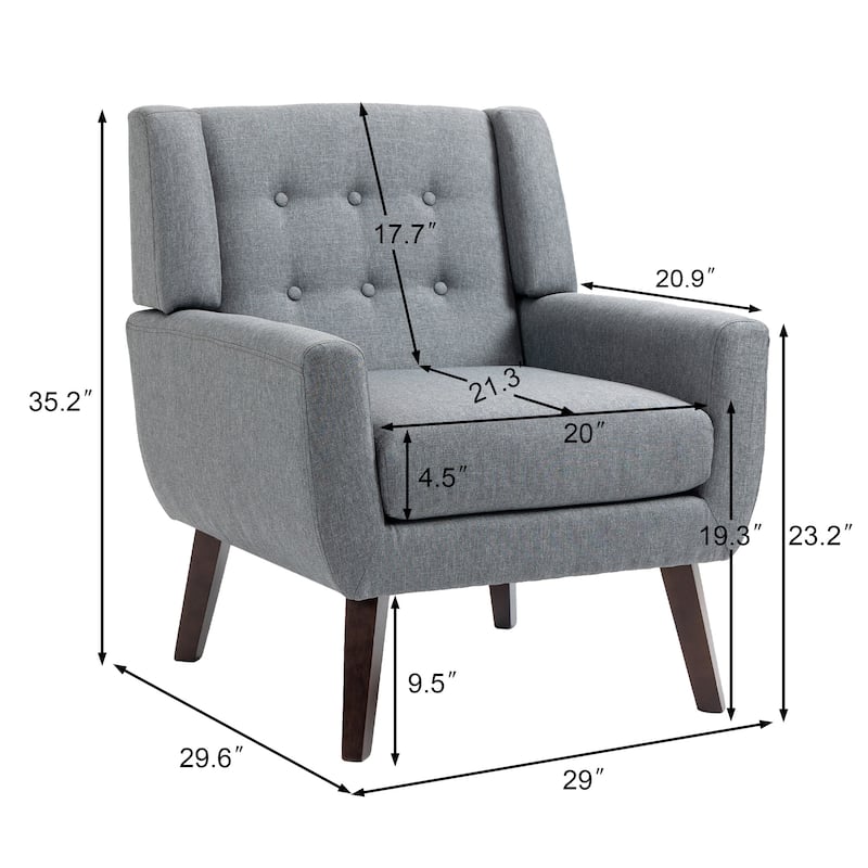 3-Piece Mid-Century Modern Living Room Set with Loveseat and 2 Chairs