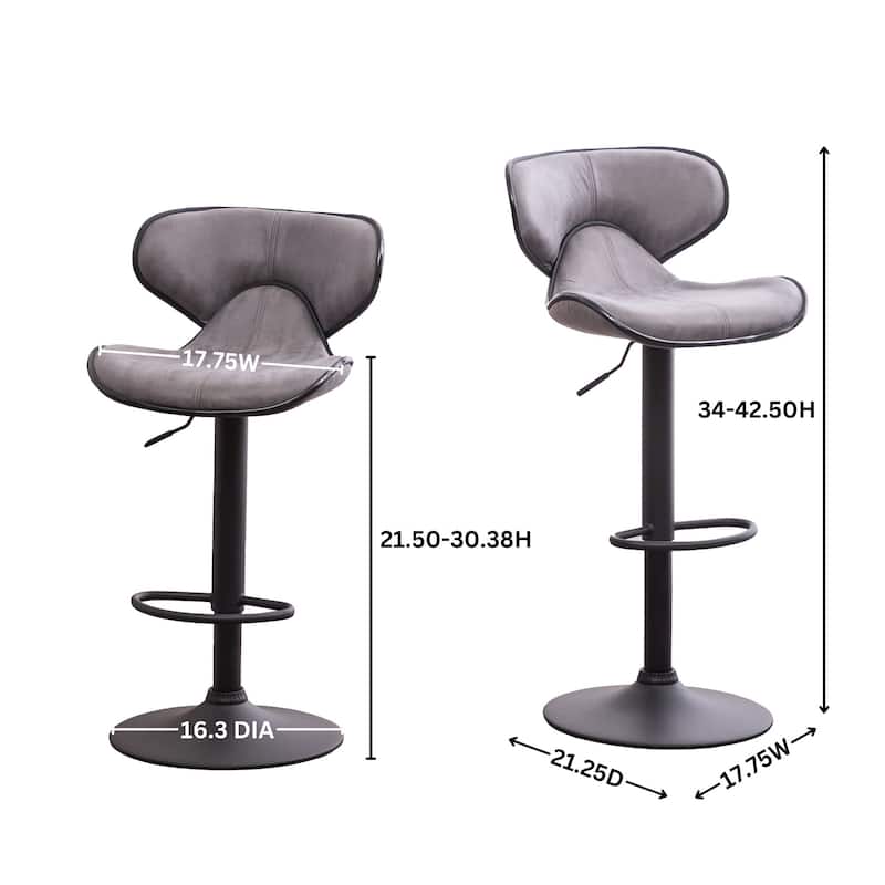 Swivel Bar Stools Counter Height Stools with Leather-Look Upholstery & Height Adjustable Dining Stools Set of 2聽