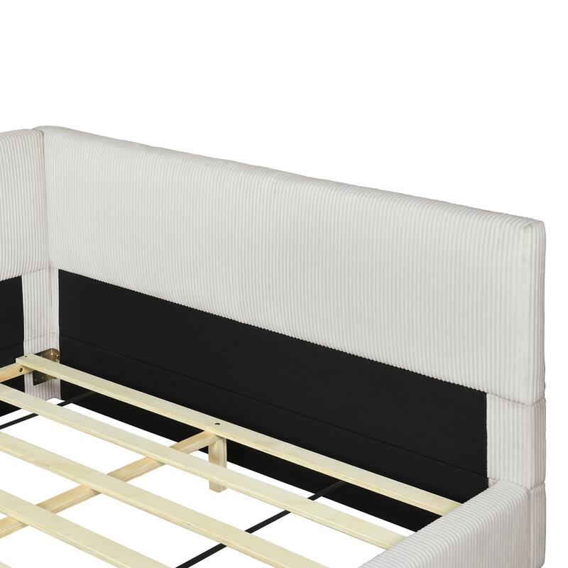 Upholstered L-Shaped Daybed for Relaxing and Hosting,Perfect for Various Home Decor Styles