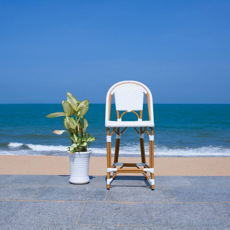 SAFAVIEH Leonica Outdoor Bistro 25-inch Seat Height Counter Stool (Fully Assembled) - 20"W x 21"D x 43"H
