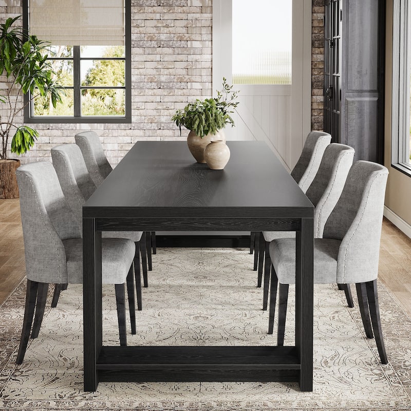 86.6 Inch Farmhouse Dining Table, Large Rectangular Kitchen Table for 6