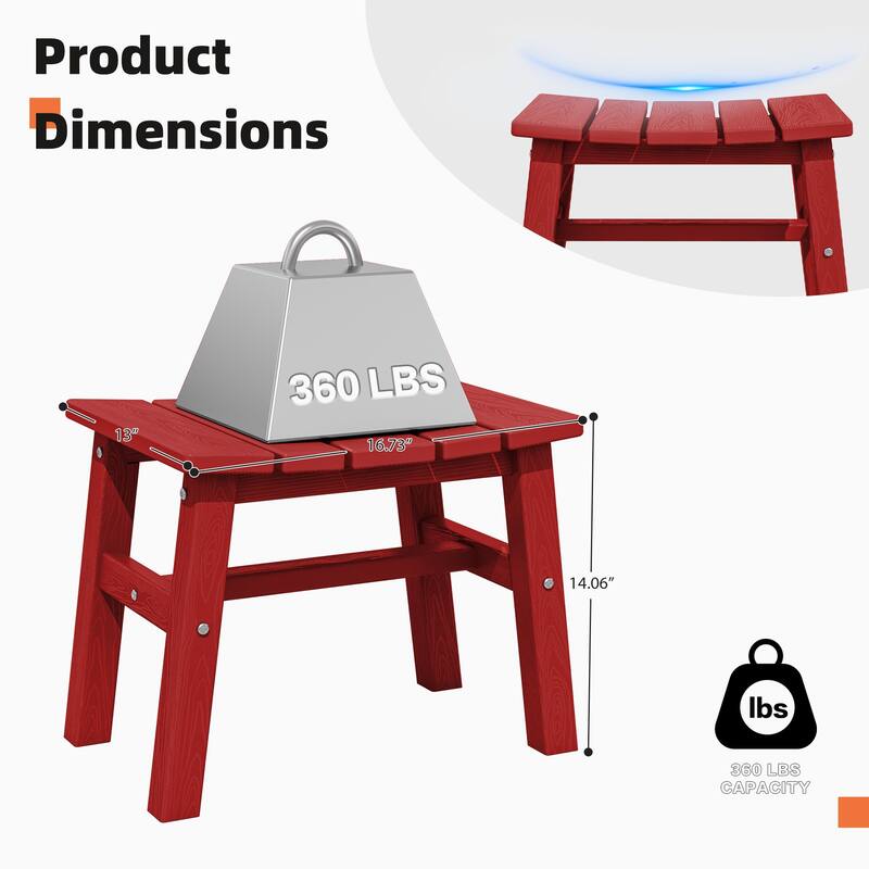 Outdoor Patio HDPE Ottoman Footstool, Extra Seat