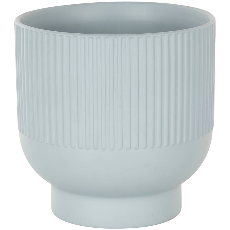 Black, Light Blue or White Ceramic Speckled Planter with Linear Grooves and Tapered Bases (Set of 3)