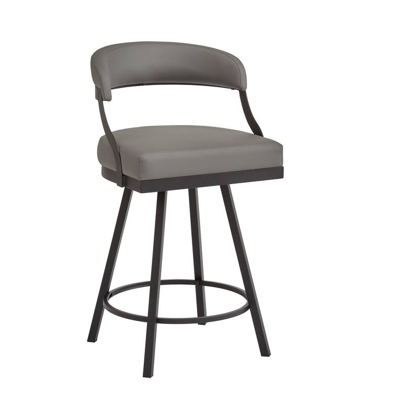 Bacalar Black Finish Metal Round Counter Height Table with Vegan Leather Swivel Chair Set by iNSPIRE Q Modern