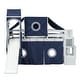 preview thumbnail 4 of 32, Twin Loft Bed with Tent & Tower, Castle Design, Blue, Fun & Spacious