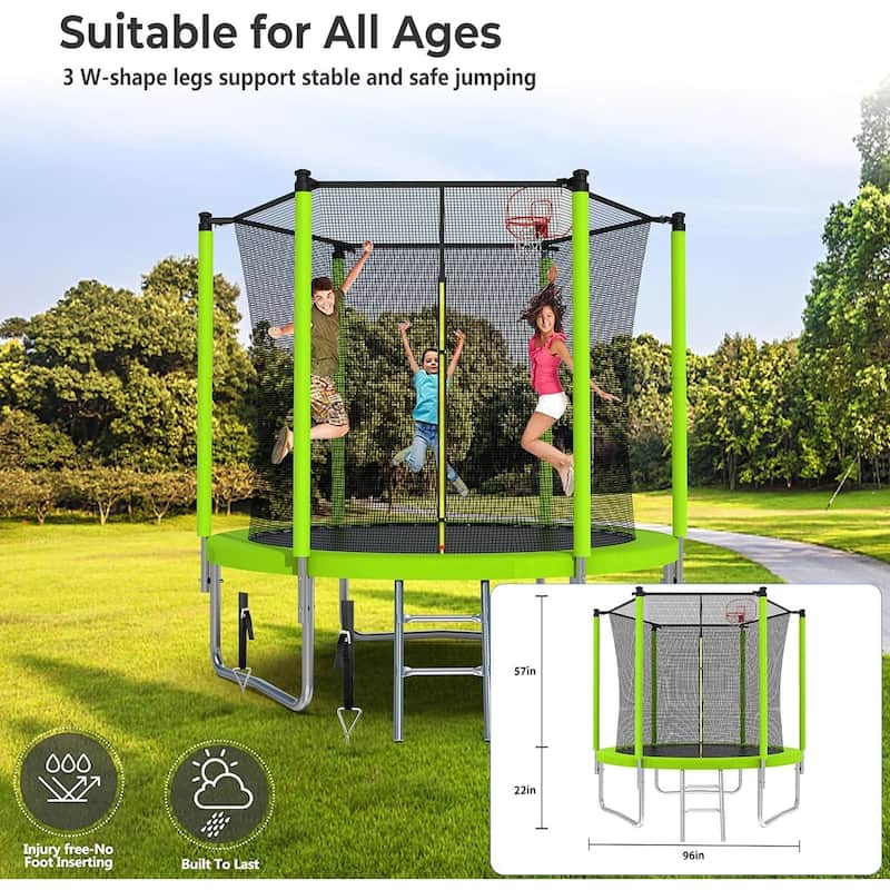 Upgraded 8FT 10FT 12FT Trampoline for Kids and Adults