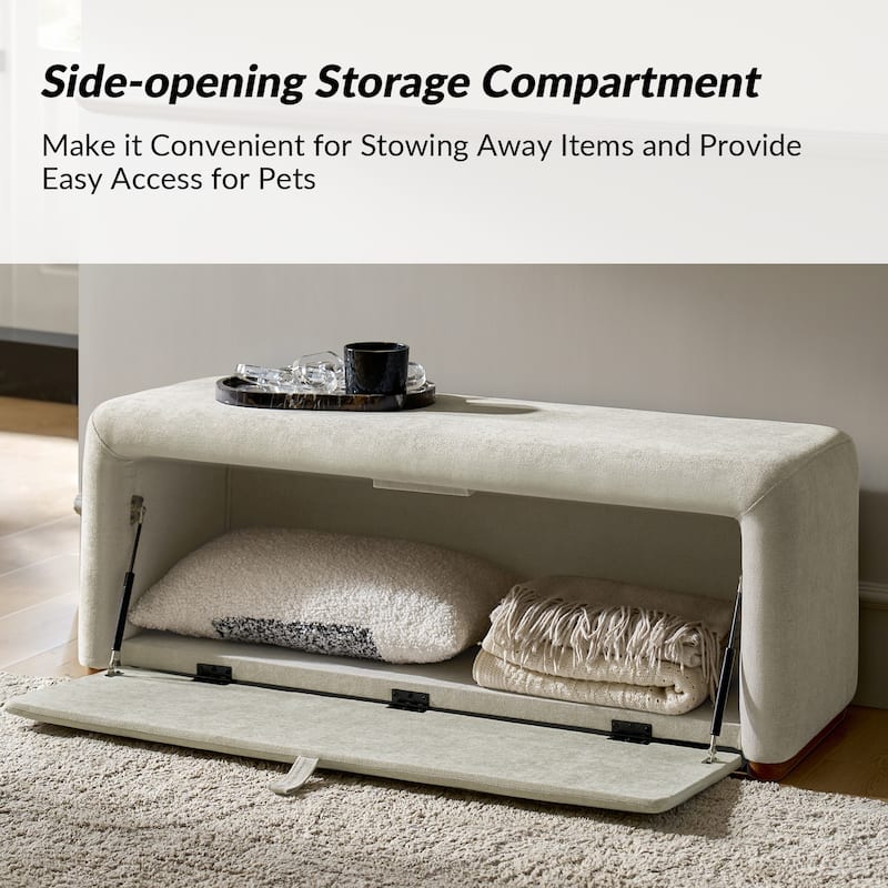 Gustavo Contemporary Storage Bench with Solid Wood Legs by HULALA HOME