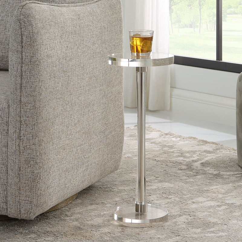 Crystal Round Top Drink Table - 22" - Silver and Clear