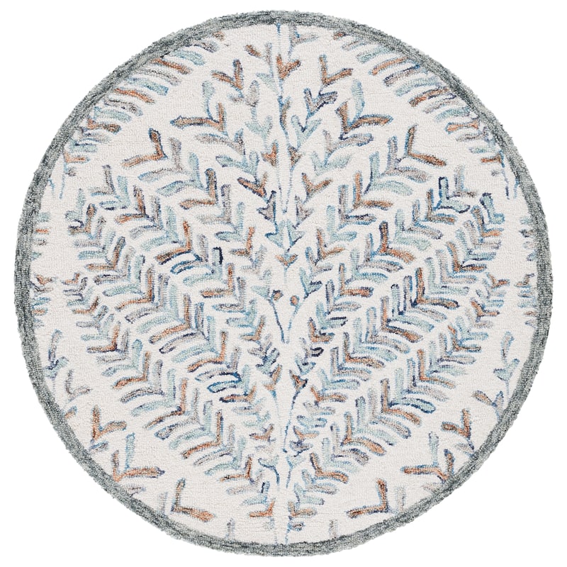 SAFAVIEH Handmade Capri Kert Wool Rug - 4' Round - Ivory/Blue