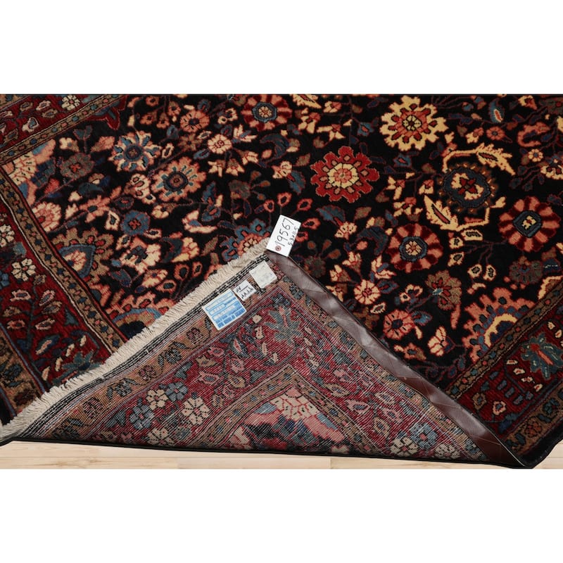 5'3''x11'5'' Hand Knotted Wool Midnight Blue Malayer Traditional Rug - 5' 3'' x 11' 5''
