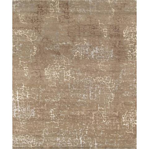 Pasargad Home Modern Collection Hand-Knotted Silk & Wool Area Rug - 2' 0" X 3' 0"