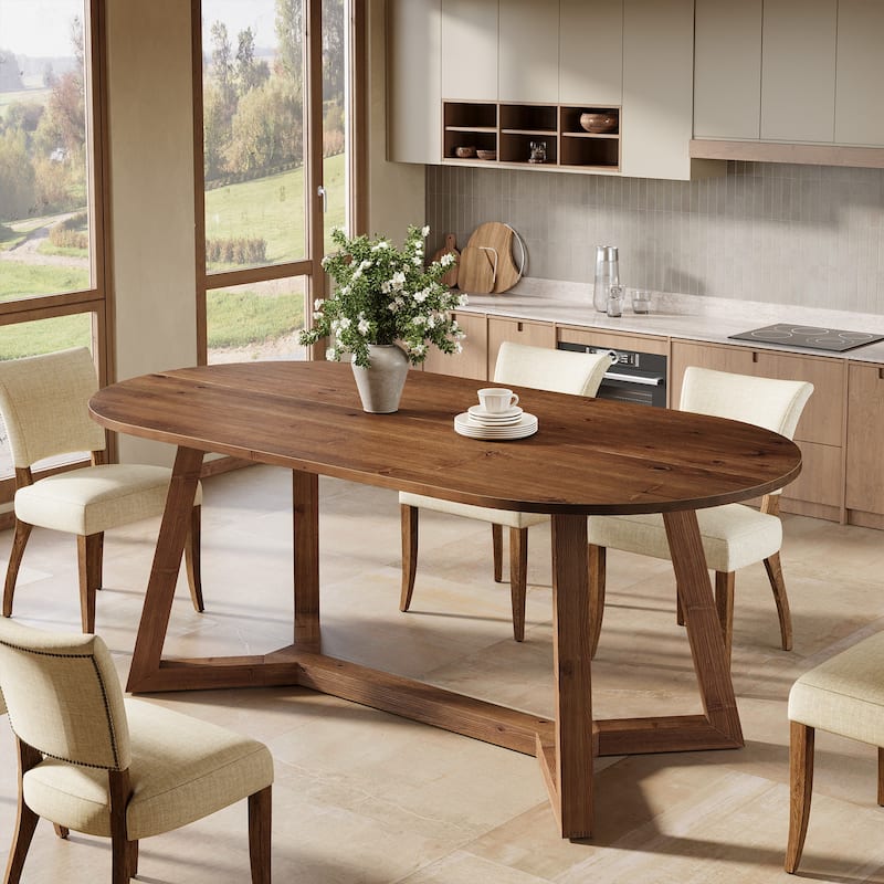 Solid Wood Dining Table, Kitchen Table, Living Room Office Accent Dining Table Gathering Table