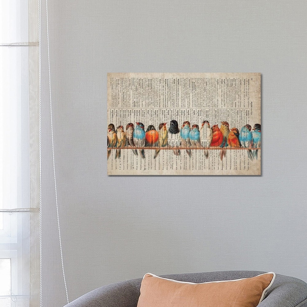 iCanvas "Birds In A Row On Old Dictionary Page" by FisherCraft Canvas Print