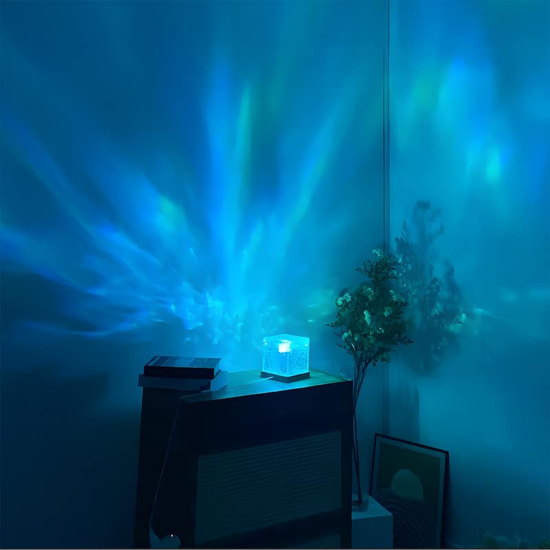 Northern Lights Ocean Wave Projector Night Light - Cube