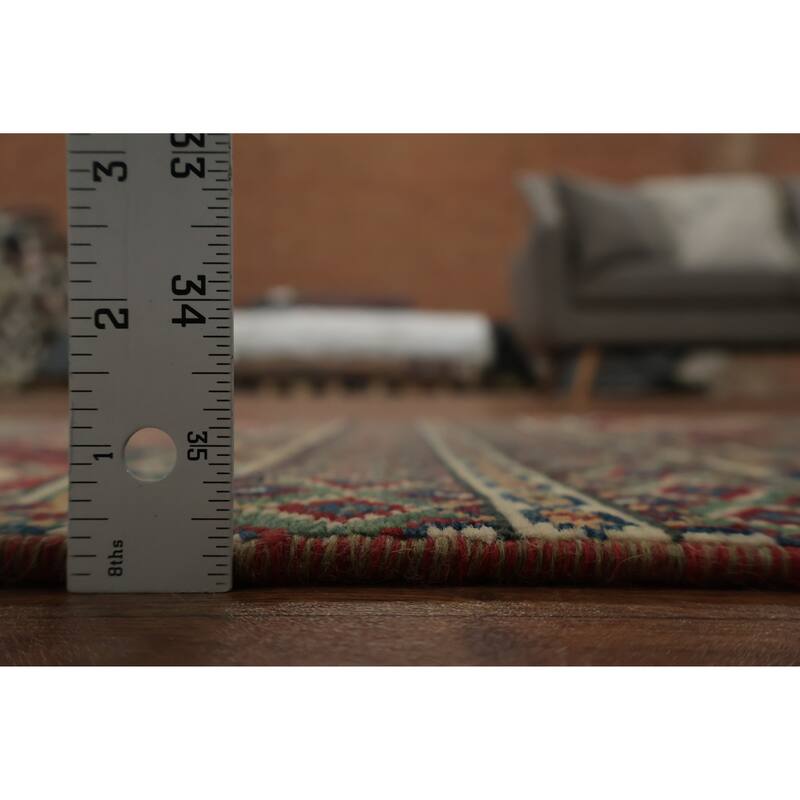 Hand Knotted Oriental 100% Wool Carpet Traditional Geometric Red Kazak Area Rug - 2' 11'' X 2' 0''