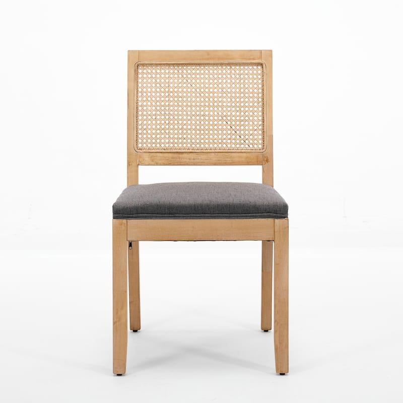 Farmhouse Rattan Dining Chairs Set of 2, Mid Century Modern Kitchen & Dining Room Chairs, Cane Upholstered Kitchen Side Chair