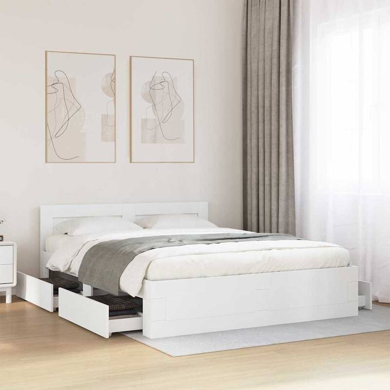 vidaXL Bed Frame 2 pcs Engineered Wood - White (Queen)