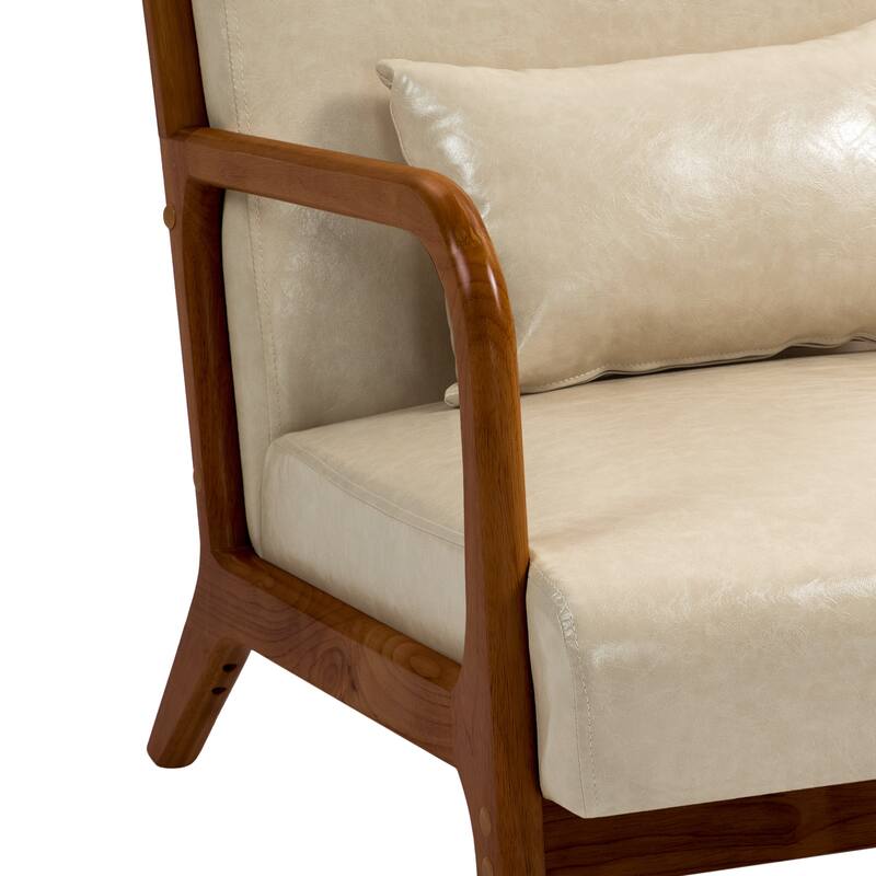 Mid Century Solid Wood Upholstered Accent Chair