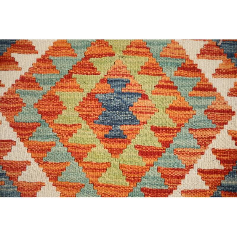 Hand Woven Oriental 100% Wool Carpet Southwestern Geometric Multi-Colored Kilim Area Rug - 6' 1'' X 5' 0''