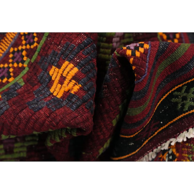 Hand Woven Oriental 100% Wool Carpet Southwestern Tribal Red Kilim Area Rug - 7' 11'' X 4' 10''