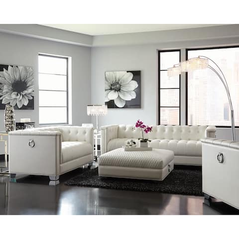 Hailey Contemporary White Faux Leather 2-piece Living Room Sofa Set