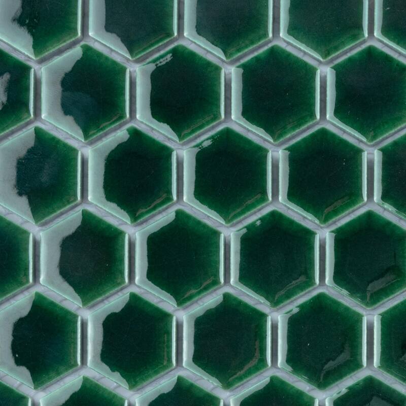 Merola Tile Metro Ion 1" Hex Emerald 10-1/4" x 11-7/8" Porcelain Mosaic Wall Tile